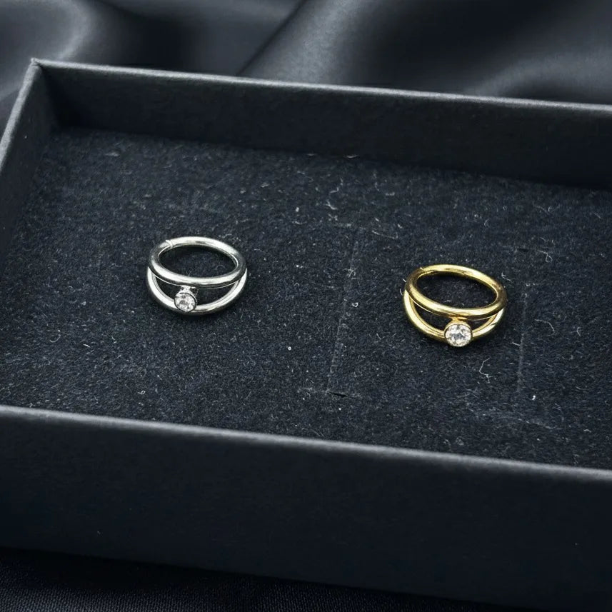 Crystal Double Hoop Helix Piercing