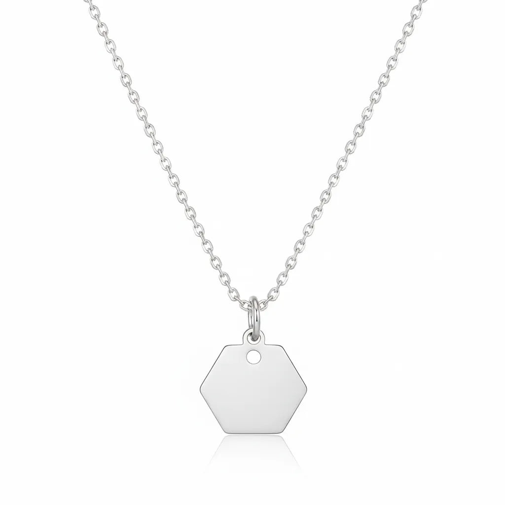 Sterling Silver Hexagonal Pendant Necklace