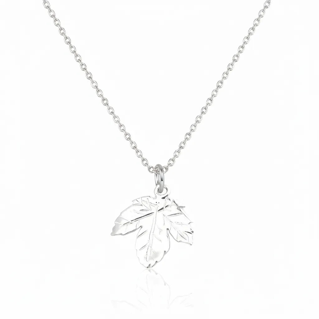 Sterling Silver Maple Leaf Charm Necklace