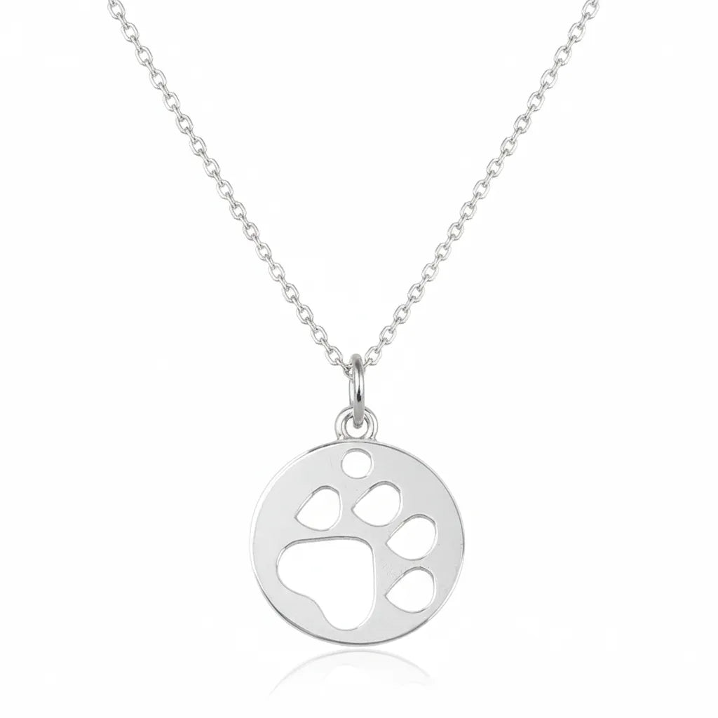 Sterling Silver Cut-Out Paw Charm Necklace