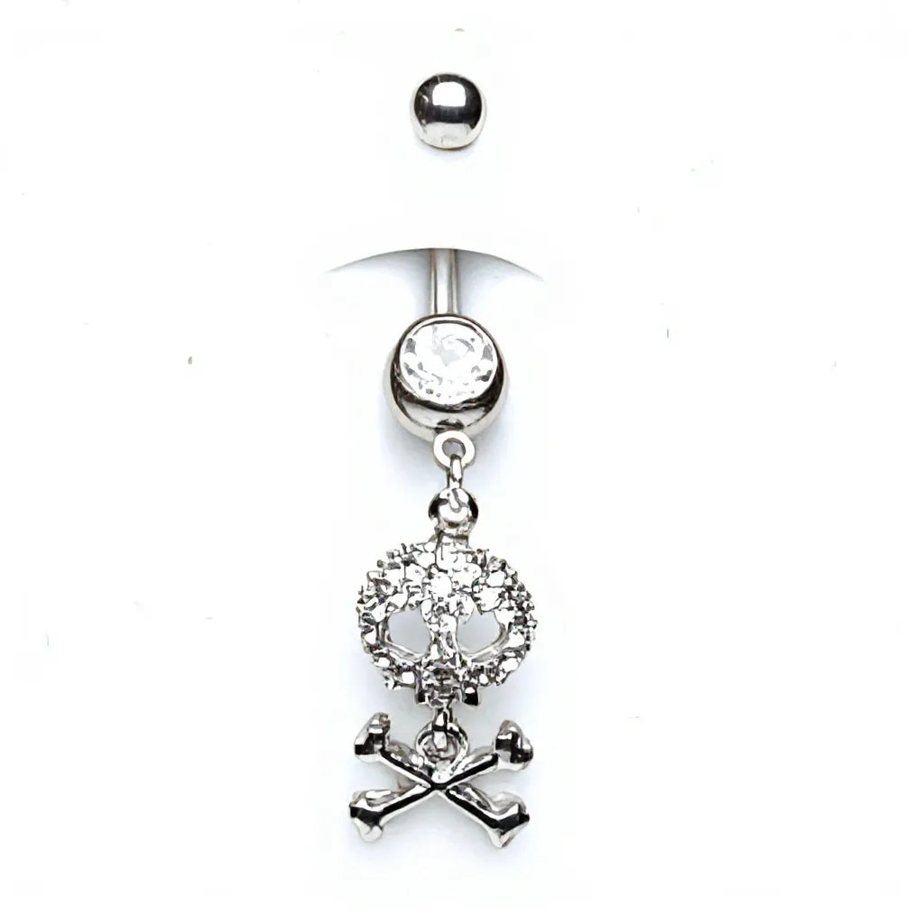 Surgical Steel Crystal Skull Butterfly Belly Button Piercing