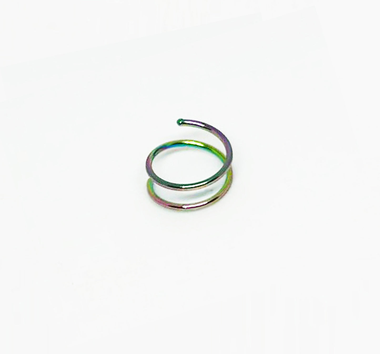 Rainbow Spiral Double Nose Ring Hoop and Nose Piercing