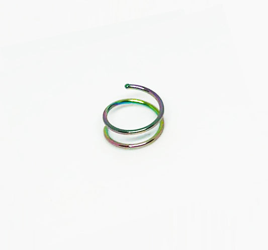 Rainbow Spiral Double Nose Ring Hoop and Nose Piercing