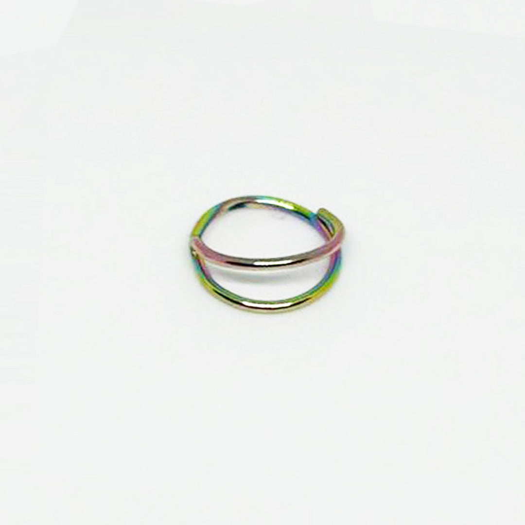 Rainbow Nose Ring With Stud Double Hoop Nose Ring