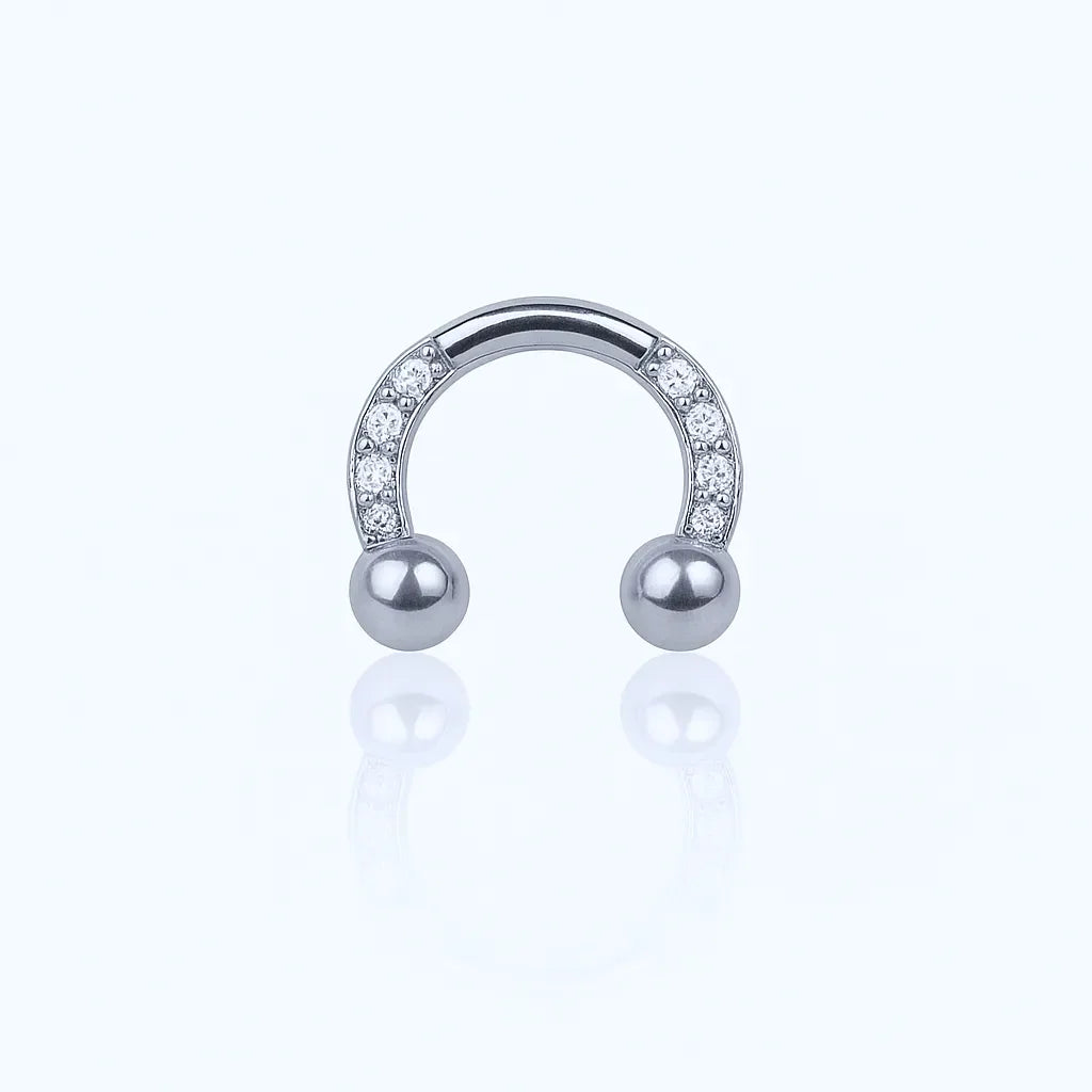 Cubic Zirconia Horseshoe Titanium Septum Piercing