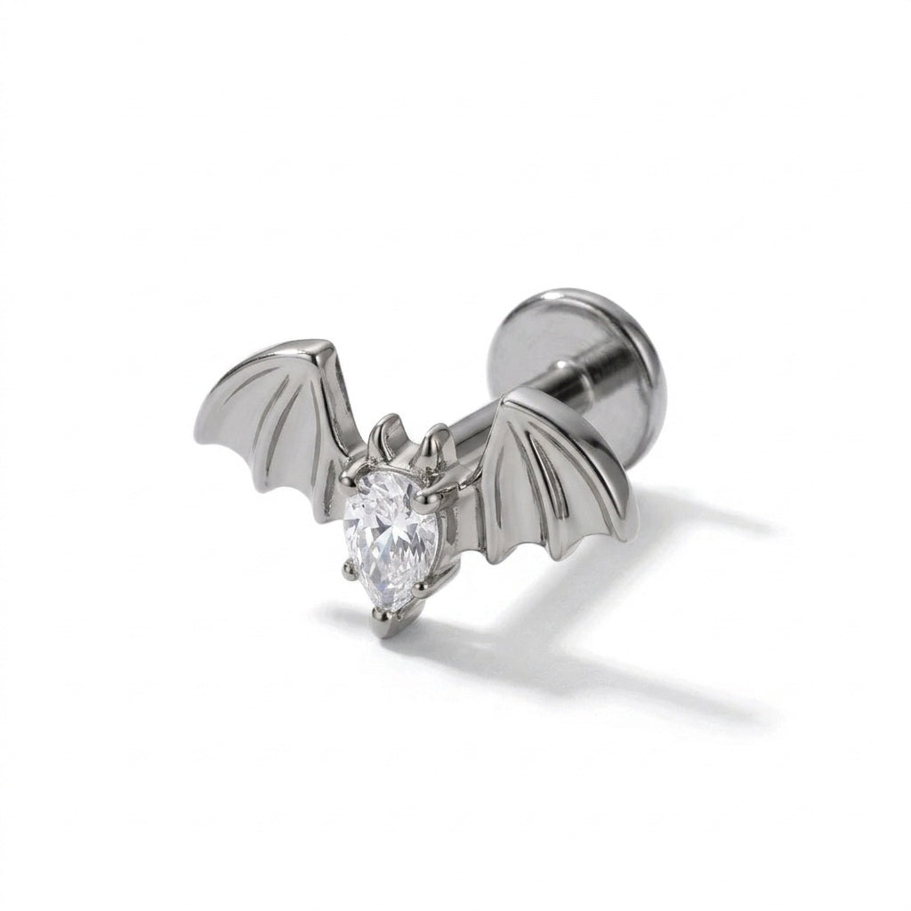 Titanium Bat CZ Tragus Piercing | Cartilage Piercing