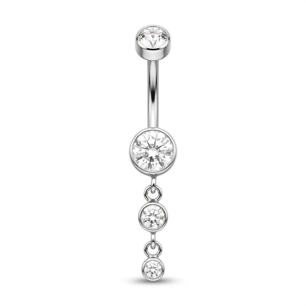 Cascading Crystal Dangle Belly Bar | Carl Oliver UK