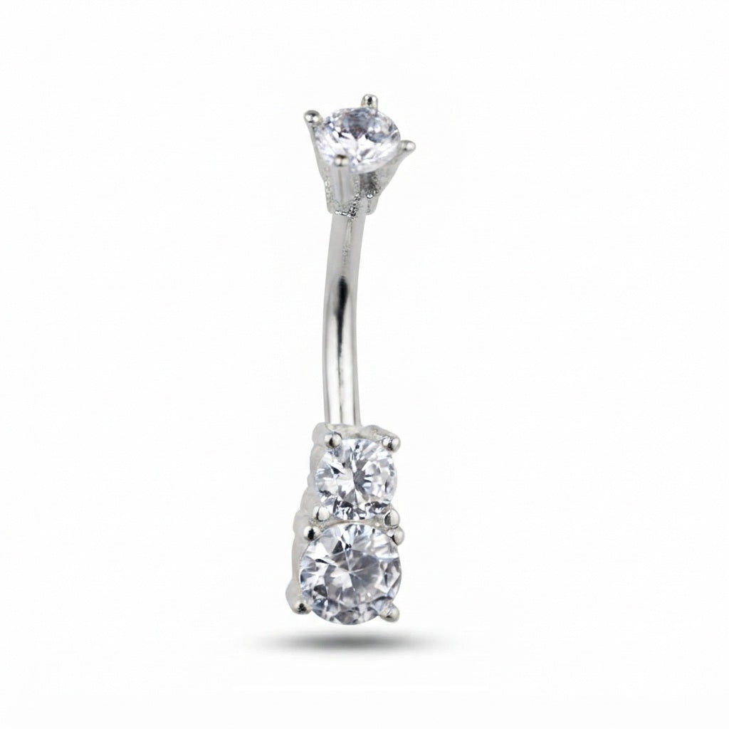 Double Cubic Zirconia Belly Bar | Carl Oliver UK
