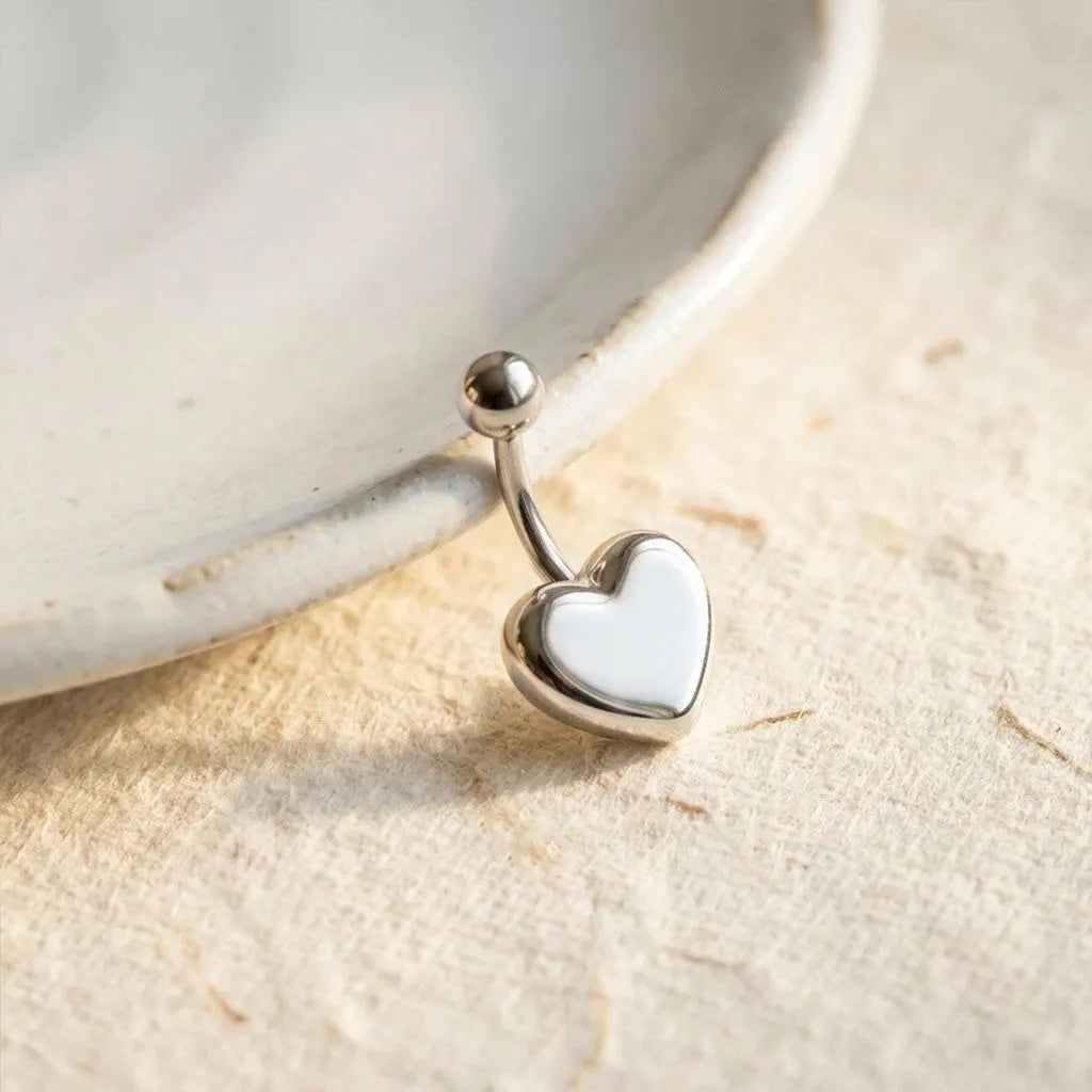 Polished Heart Stainless Steel Belly Bar | Carl Oliver UK