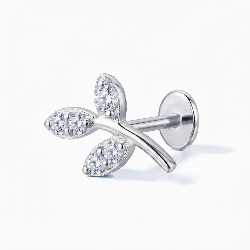 Titanium Leaf CZ Tragus Piercing | Cartilage Piercing