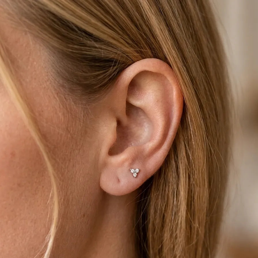 Titanium Trinity Sparkle Flat Back Stud