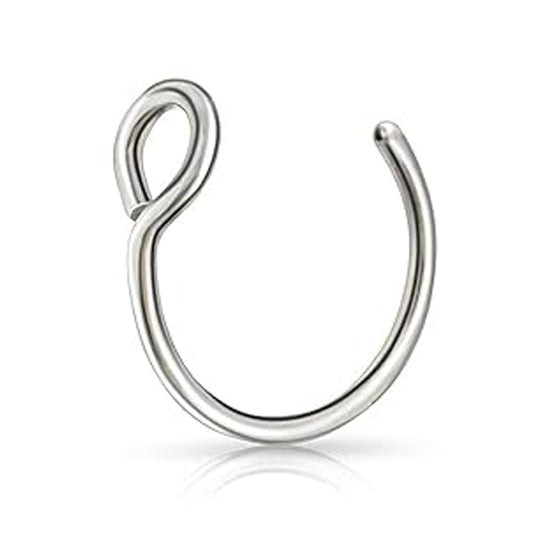 Silver Fake Nose Ring Hoop Stainless Steel Nose Piercing