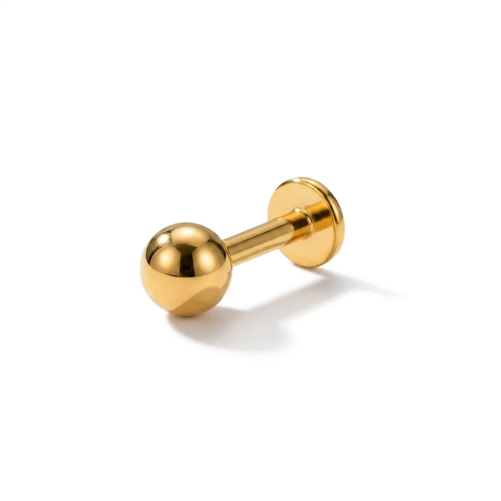 Plain Titanium Tragus Piercing | Ball Top Flat Back Labret Stud