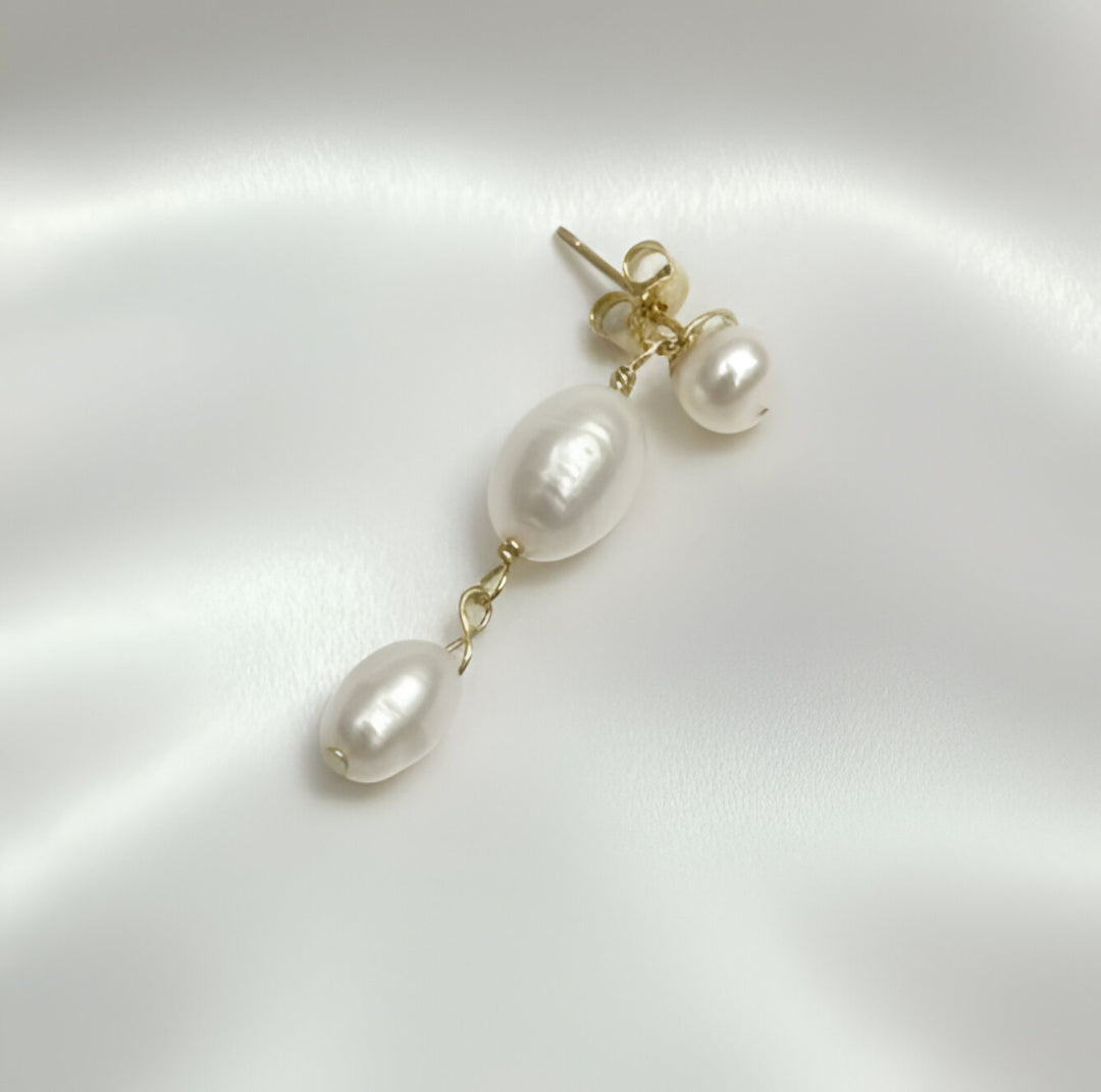 Gold Filled Silva Opale Silver Double Pearl Earrings