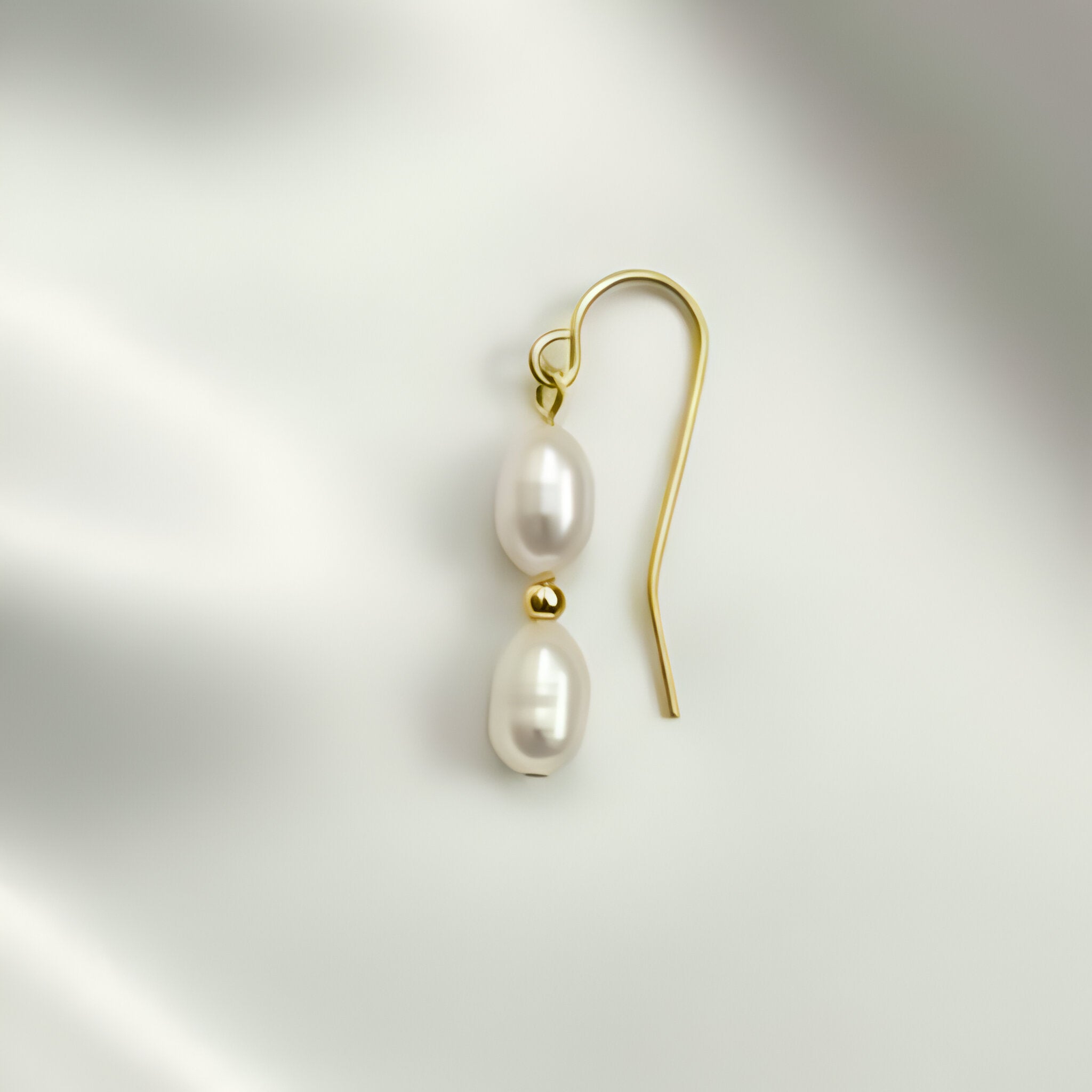 Solea Alba Gold Filled Double Pearl Drop Earrings