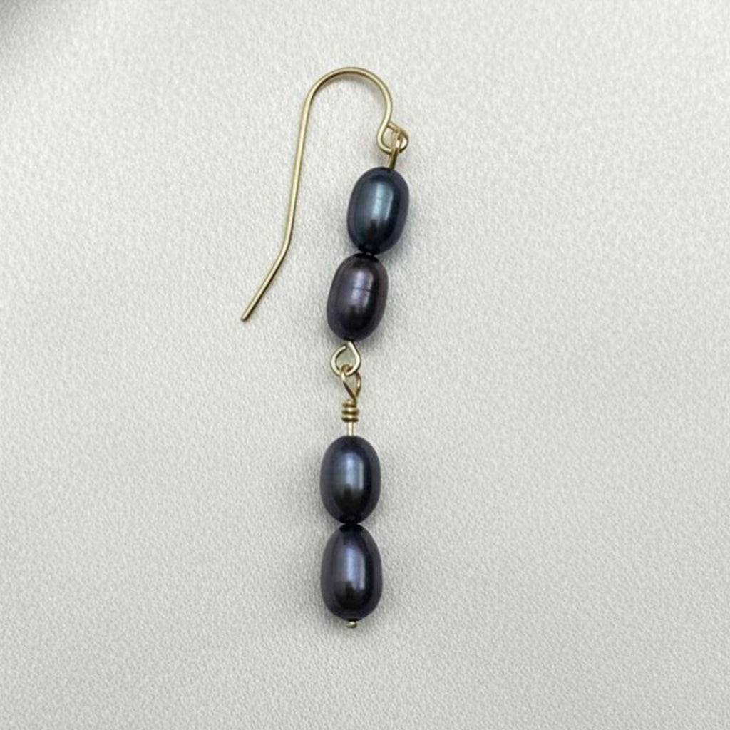 Solea Alba Gold Filled Four Black Pearl Drop Earrings