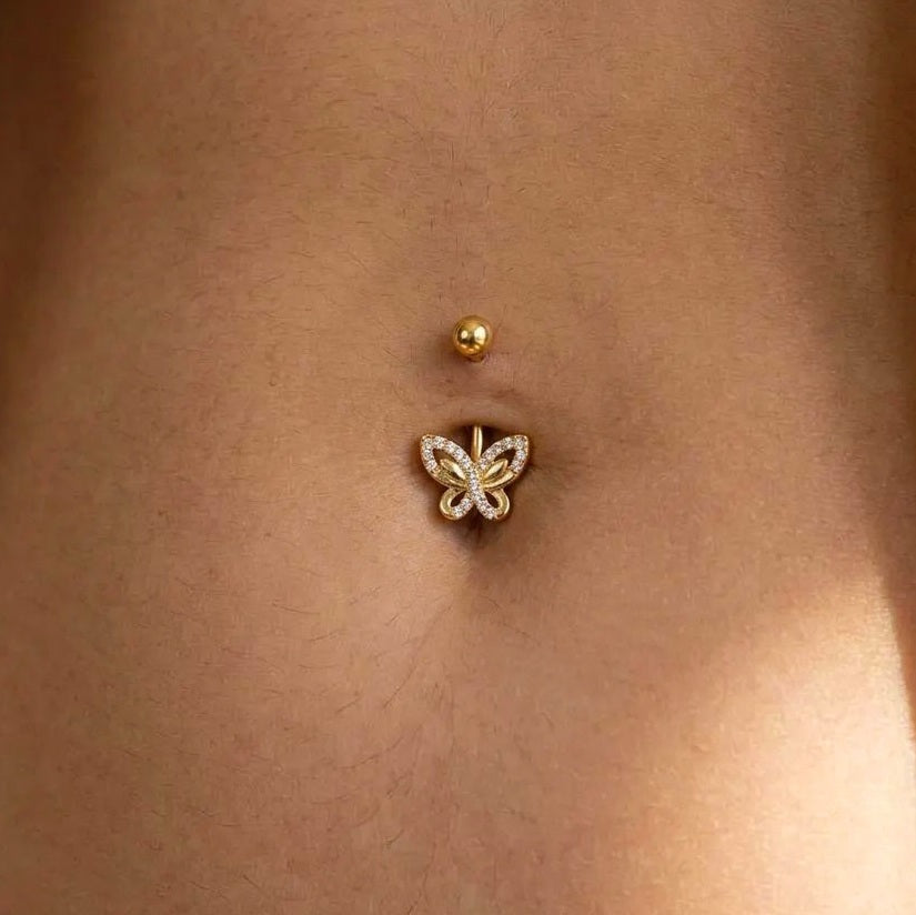 Crystal Butterfly Belly Bar
