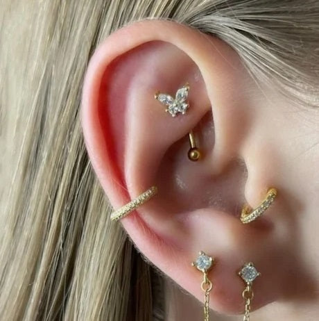 Butterfly Rook Piercing Cartilage Hoop Earring