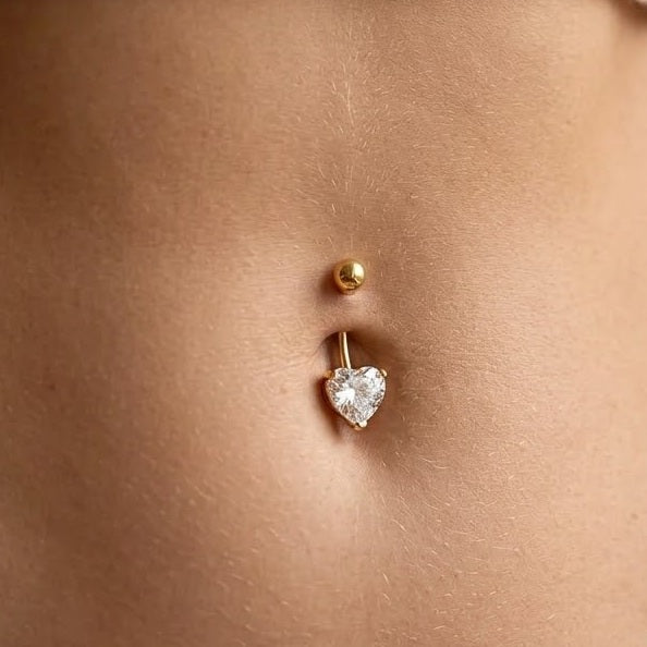 Sparkling Heart Crystal Belly Bar