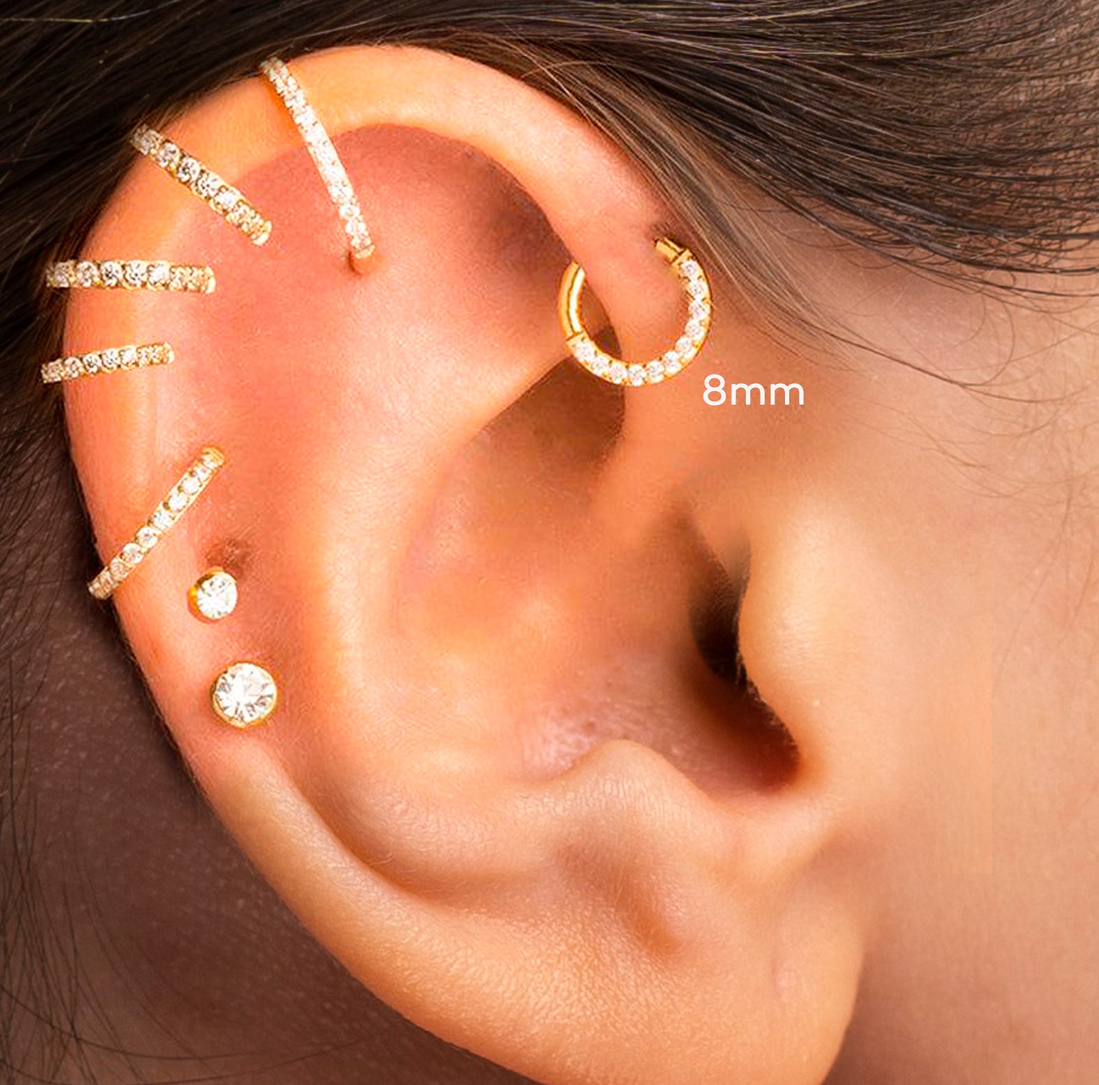 Crystal Conch Piercing and Hoop Piercing