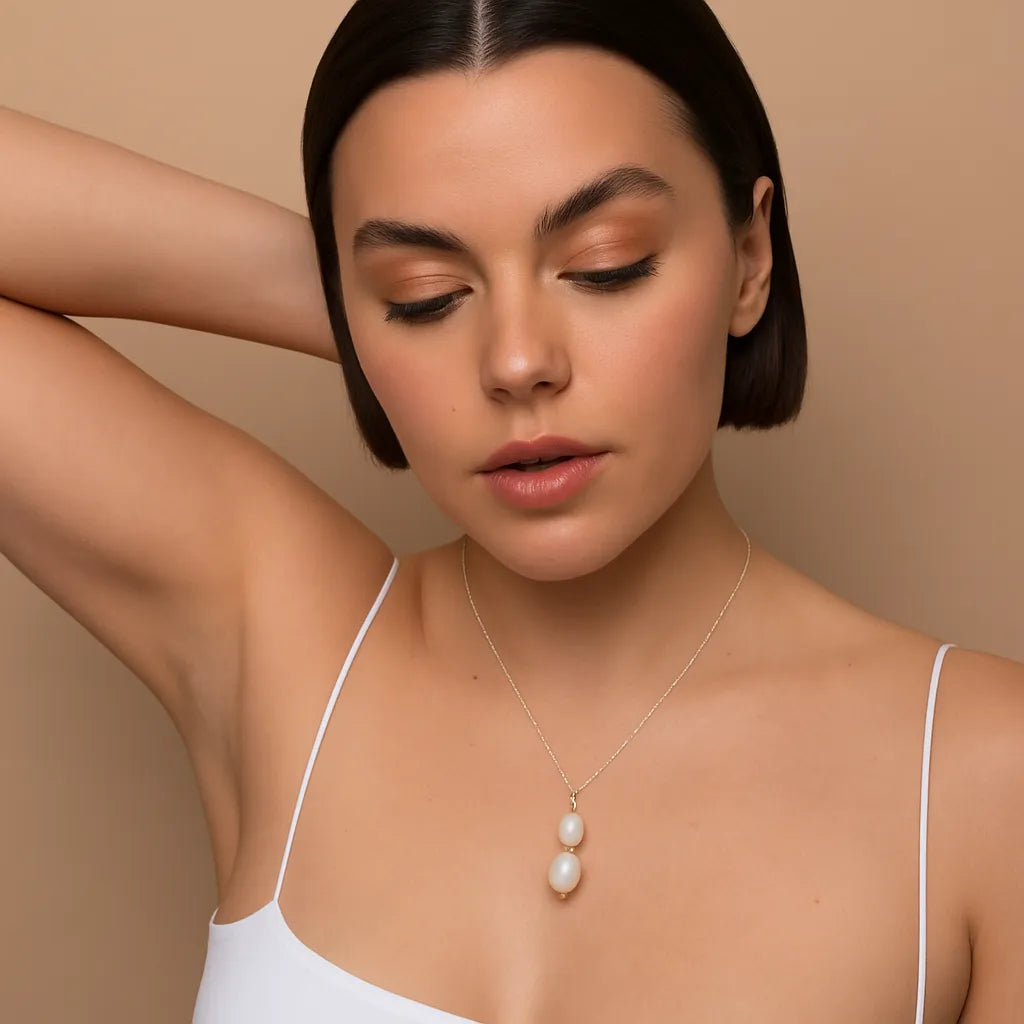Clara Lux Silver Double Baroque Pearl Necklace