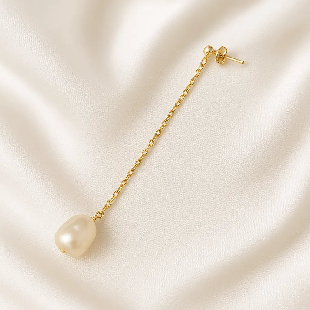 Douce Nuit Stud Long Pearl Drop Earrings
