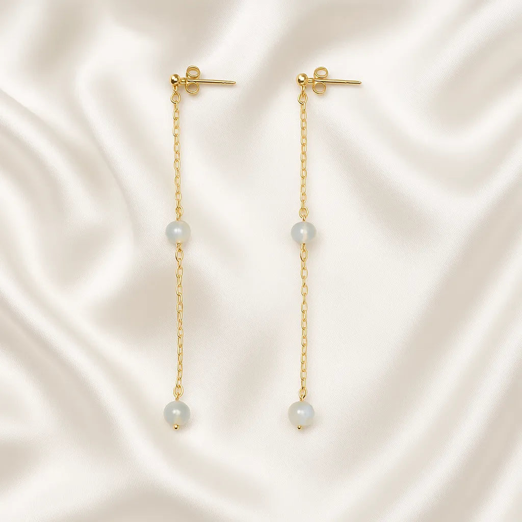 Douce Nuit Long Chain Pearl Drop Earrings