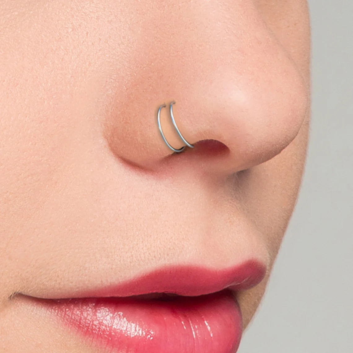 Spiral Double Nose Ring Hoop and Nose Piercing
