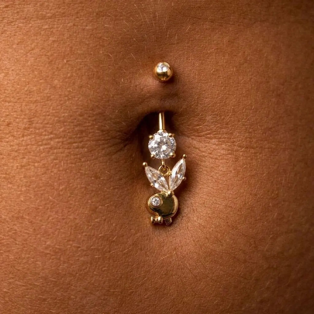 Crystal Bunny Belly Bar | 316L Surgical Steel Navel Piercing