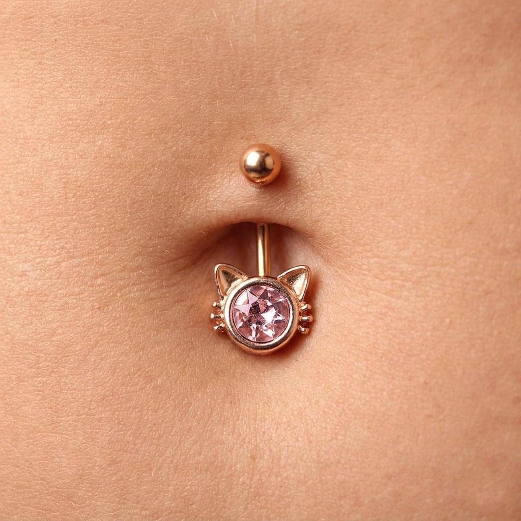 Cute Cat Crystal Belly Bar | Carl Oliver UK