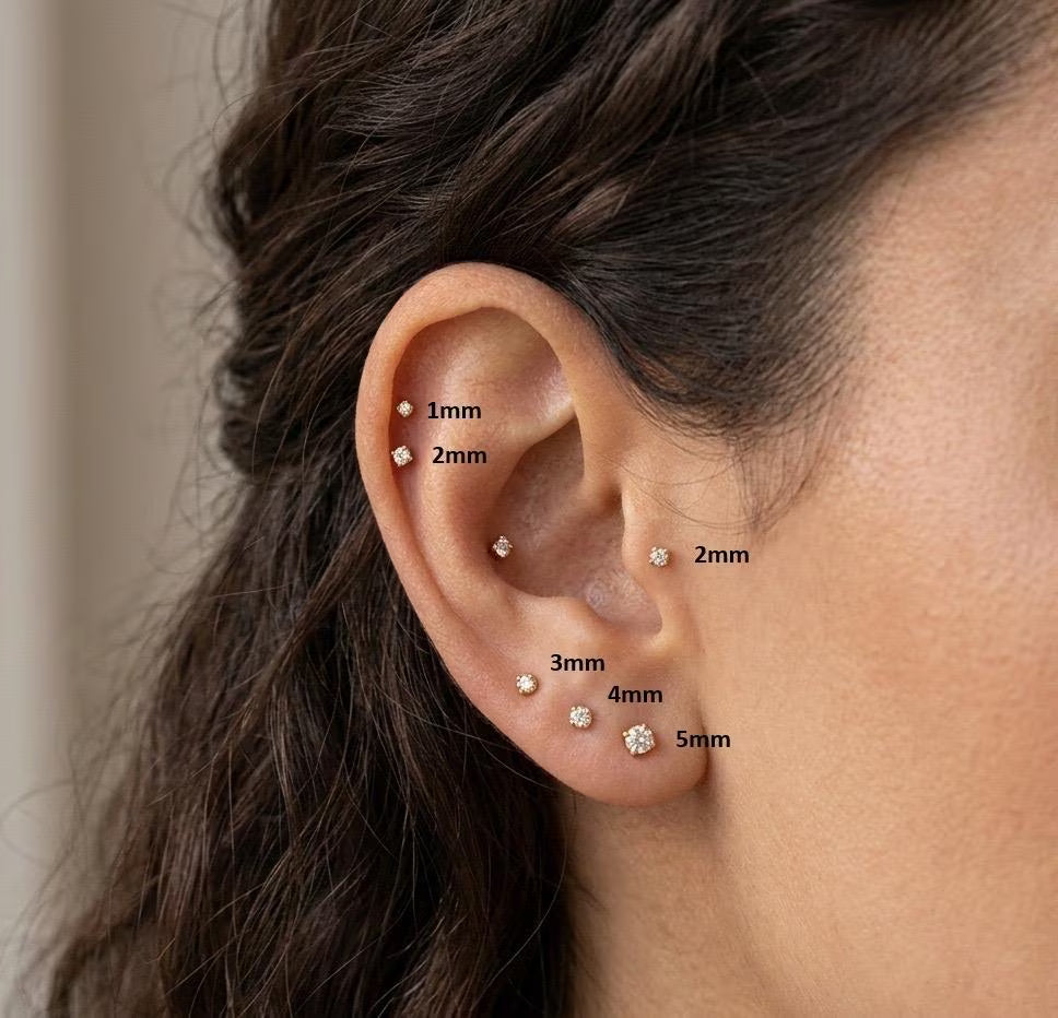 Crystal CZ Titanium Flat Back Labret Stud | Tragus & Cartilage Piercing
