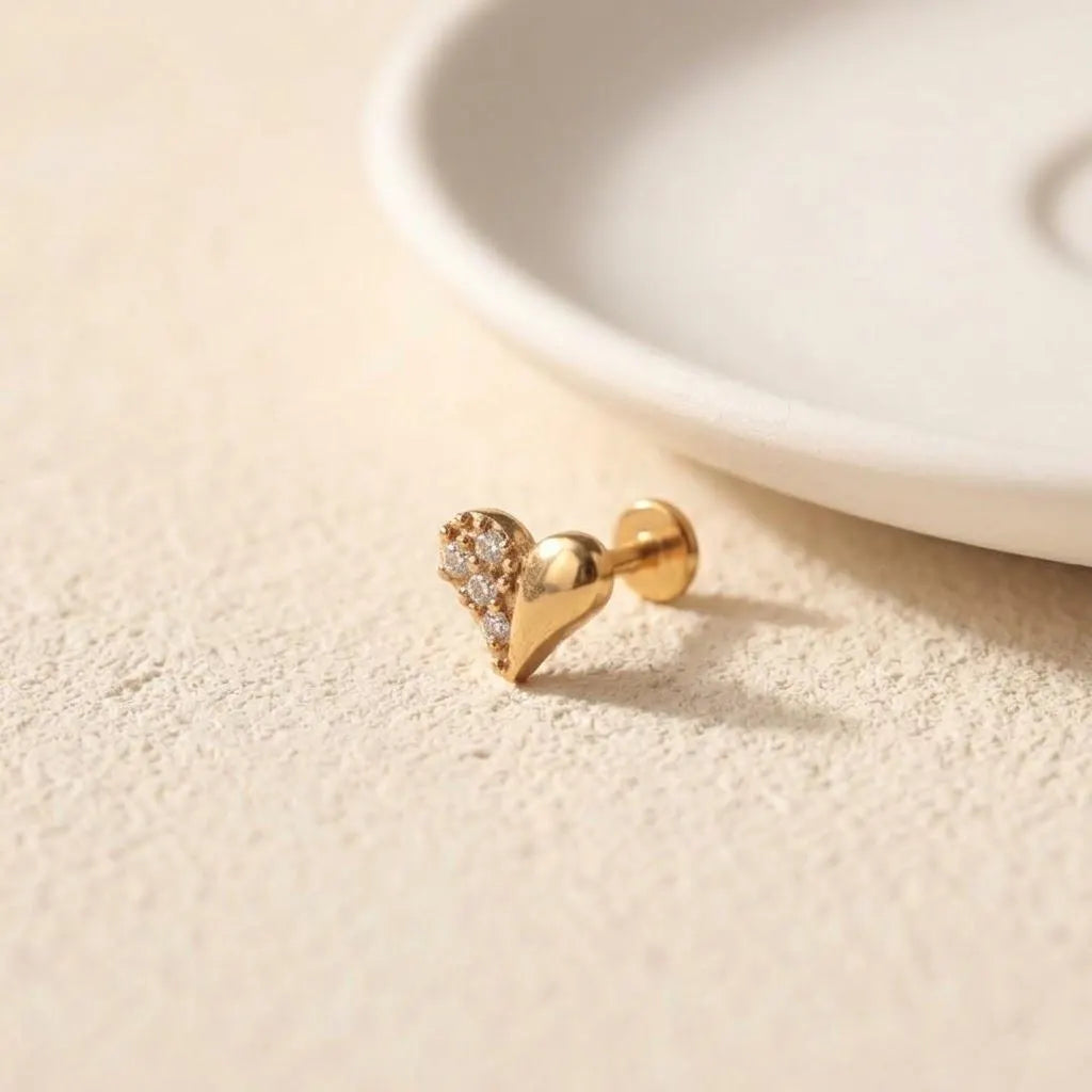 Titanium Heart Shape Piercing Set – 3-Piece Curated Ear Stack