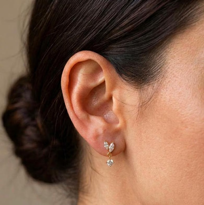 Marquise CZ Tragus Piercing | Crystal Flat Back Labret