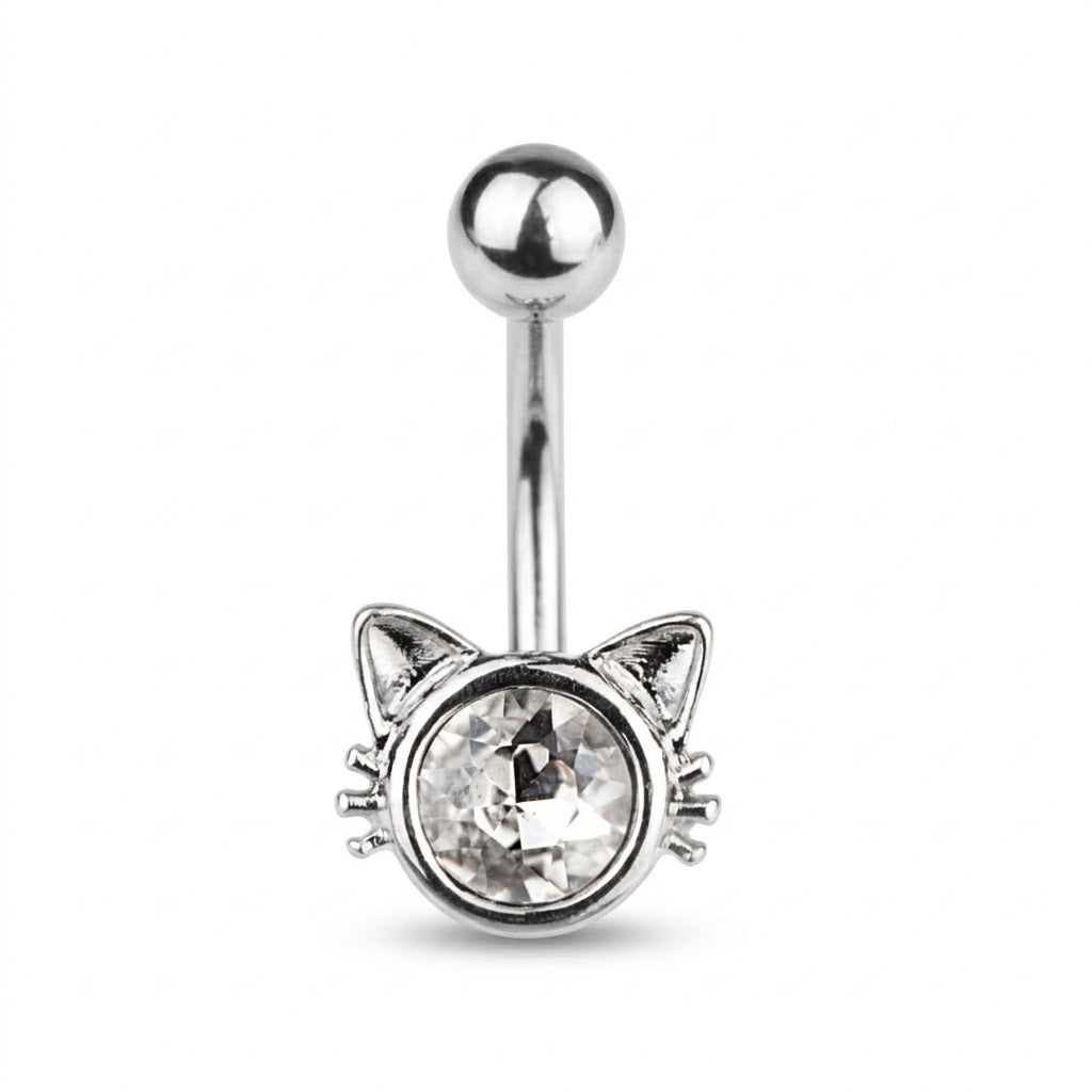 Cute Cat Crystal Belly Bar | Carl Oliver UK