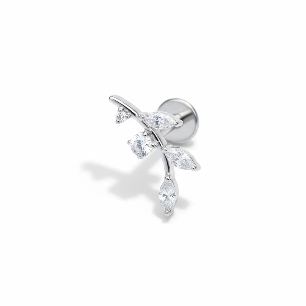 Titanium Marquise Leaf Branch Labret