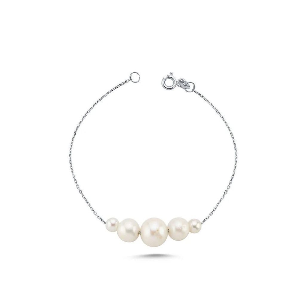 Silver Layered White Baroque Pearl Bracelet