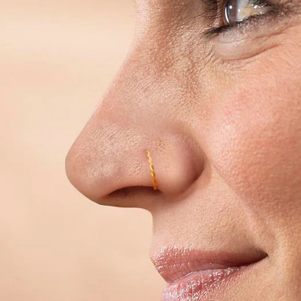 Twisted Hoop Nose Ring and Nose Piercing